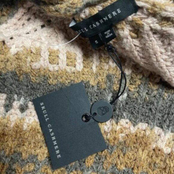 NWT SKULL CASHMERE Sz Small Chunky Striped Multicolor Knit Long Cardigan Acrylic - Picture 5 of 6